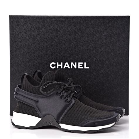 chanel stretch fabric sneakers black|Chanel shoes uk.